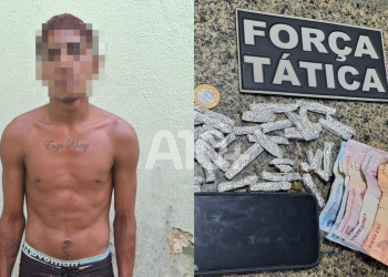 Suspeito de vender drogas na frente de casa abandonada no litoral do Piauí é preso pela polícia