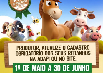 Campanha de atualização cadastral de rebanhos segue até 30 de junho no Piauí