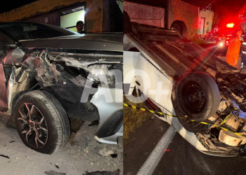 Motorista fica preso nas ferragens de carro após colisão na zona Sul de Teresina