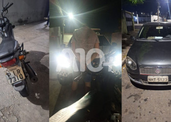 Trio é flagrado roubando carro e moto de loja na zona Norte de Teresina e termina preso pela Polícia Militar