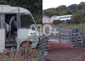 Micro-ônibus desgovernado sai da pista e cai em ribanceira no interior do Piauí; vídeo mostra acidente