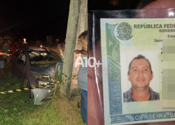 Motorista perde controle da direção, bate carro contra poste e morre no interior do Piauí; VÍDEO!