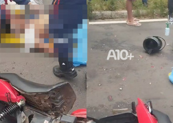 Pai para em acidente e descobre que o filho morreu após bater moto na traseira de carreta, em Teresina
