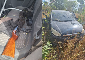 Carro roubado é recuperado após perseguição e tiroteio em Altos; bandidos fugiram pela mata