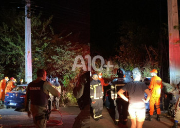 Homem morre após batida de veículo contra dois postes em Teresina; motorista fica gravemente ferida