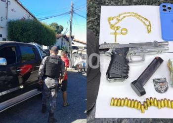 Polícia prende homem armado com mais de R$ 4 mil, Iphone e adornos dourados na zona Sudeste de Teresina