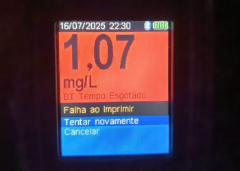 Idoso é preso por dirigir embriagado no Piauí; teste acusou teor alcoólico 3x acima do limite