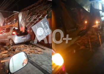 Motorista perde controle da direção e destrói fachada de estabelecimento após batida em Teresina; VÍDEO!