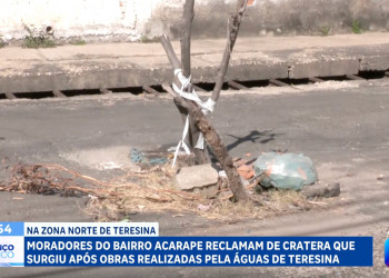 Moradores denunciam cratera antiga e galeria mal projetada no bairro Acarape, em Teresina