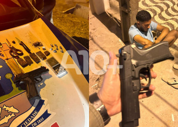 Homem tenta fugir da polícia, mas é preso com drogas e faca no interior do Piauí