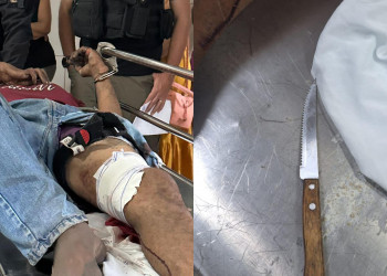 Homem tenta atacar policiais com faca, é baleado na perna e preso em Teresina