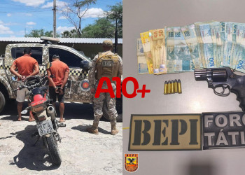 Polícia prende dupla e apreende arma de fogo, dinheiro e veículos roubados no interior do Piauí