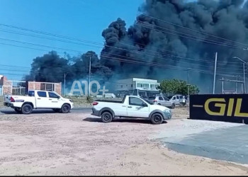 Incêndio atinge depósito de loja de piscinas no litoral do Piauí; VÍDEO