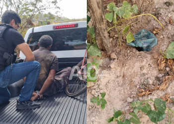 Suspeito de roubo é preso em matagal no Piauí; tornozeleira eletrônica foi encontrada enterrada na casa dele