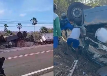Motorista fica ferido após caminhão tombar na BR-343, no Norte do Piauí