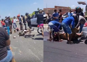 Homem morre após bater motocicleta contra vaca na zona Norte de Teresina; moradores saquearam carne do animal