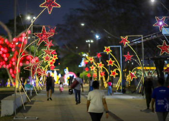 Prefeitura de Teresina entrega decoração de Natal com árvore gigante e ilumina parque e pontes