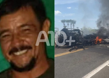 Motorista morre carbonizado após acidente entre caminhão e caminhonete no interior do Piauí