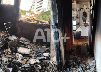 Incêndio de grandes proporções atinge apartamento de edifício em Teresina; fogo iniciou no ar-condicionado