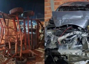 Homem perde controle da direção, bate carro em trailer e o arrasta por aproximadamente 100 metros no Piauí