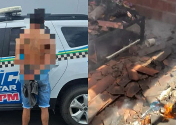 Homem é preso após agredir mulher, expulsá-la de casa e atear fogo no imóvel no interior do Piauí