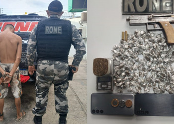 Homem monitorado por tornozeleira tenta se esconder em imóvel e é preso com arma e drogas em Teresina