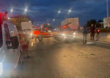 Idoso fica gravemente ferido e tem parte da perna decepada após colisão em Teresina; VÍDEO!