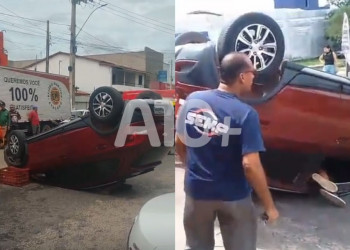 Motorista fica gravemente ferida após colidir e capotar carro em avenida no litoral do Piauí
