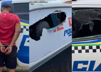 Homem procura a polícia, diz que descumpriu medidas impostas pela Justiça e, revoltado, danifica viatura e acaba sendo preso no Piauí