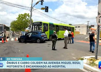 Colisão entre ônibus e carro deixa feridos na Av. Miguel Rosa, em Teresina