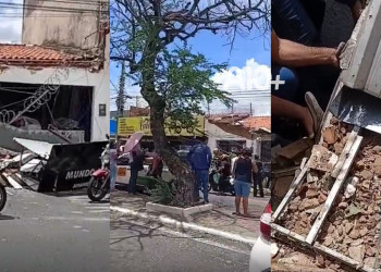 Fachadas de lojas desabam na zona Sudeste de Teresina; homem fica ferido após ser atingido