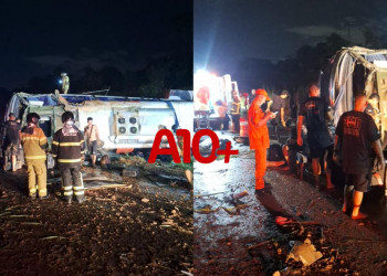 Ônibus do cantor Núzio Medeiros tomba e deixa seis pessoas feridas na zona Sul de Teresina