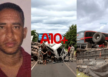 Acidente entre caminhões deixa motorista morto e outras quatro pessoas feridas no interior do Piauí