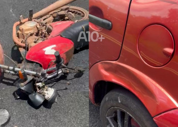 Motociclista fica em estado grave após colidir com carro no interior do Piauí; vítima não usava capacete
