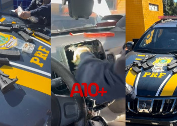 Homem é preso com fuzis escondidos em compartimento falso de carro durante abordagem da PRF no Piauí; receberia R$ 5 mil pelo transporte