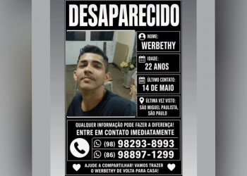 Jovem está desaparecido há mais de 1 mês em São Paulo; família, que mora no Piauí, faz apelo por informações