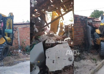 Trator perde controle e destrói parte de residência na zona Leste de Teresina