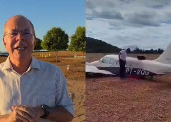 Avião de pequeno porte com deputado federal e outras quatro pessoas faz pouso de emergência em Timon/MA