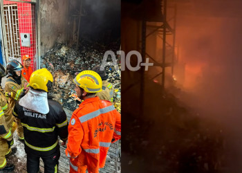 Incêndio de grandes proporções atinge depósito de bebidas e deixa estabelecimento parcialmente destruído no Piauí