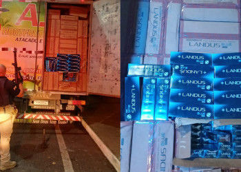 PRF apreende 200 mil maços de cigarros contrabandeados após perseguição no Piauí; motorista conseguiu fugir