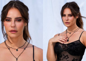 Paolla Oliveira posa com vestido de renda transparente e movimenta a web