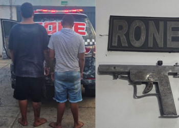 Suspeitos de assalto são presos escondidos em residência após fuga frustrada em Teresina; arma caseira é apreendida