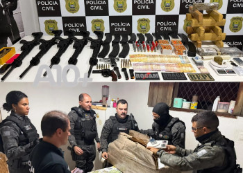 Polícia apreende fuzis, munições, dinheiro e drogas em imóvel de Teresina; prisões são realizadas