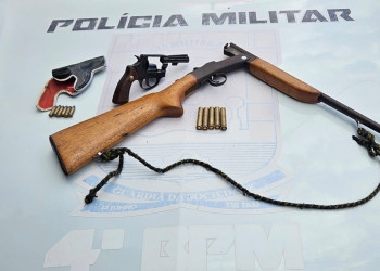 Após denúncia de disparos, armas e munições são apreendidas em residência na zona rural de Pio IX