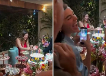 Bruna Marquezine aparece com Shawn Mendes em aniversário da irmã
