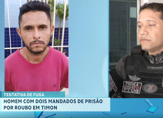 Homem com dois mandados de prisão é capturado após demonstrar atitude suspeita ao avistar viatura em Timon
