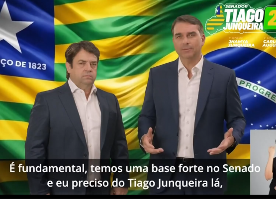 Candidato à Presidência, Flávio Bolsonaro envia mensagem ao Piauí durante pedido de voto para Tiago Junqueira