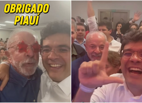 Ao lado de Rafael, Lula agradece ao Piauí após reeleição: “Mais uma vez me dando o título de campeão”