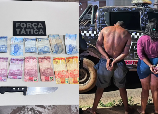 Casal suspeito de invadir e realizar assalto em farmácia é preso pela PM no interior do Piauí