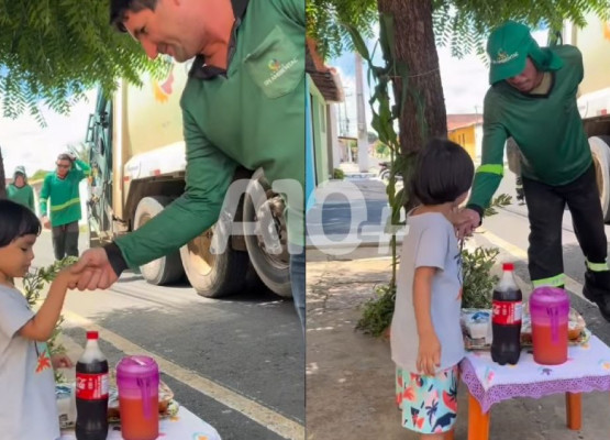 Menino de 3 anos oferece café da manhã para garis em homenagem ao Dia do Trabalhador no litoral do Piauí; VÍDEO